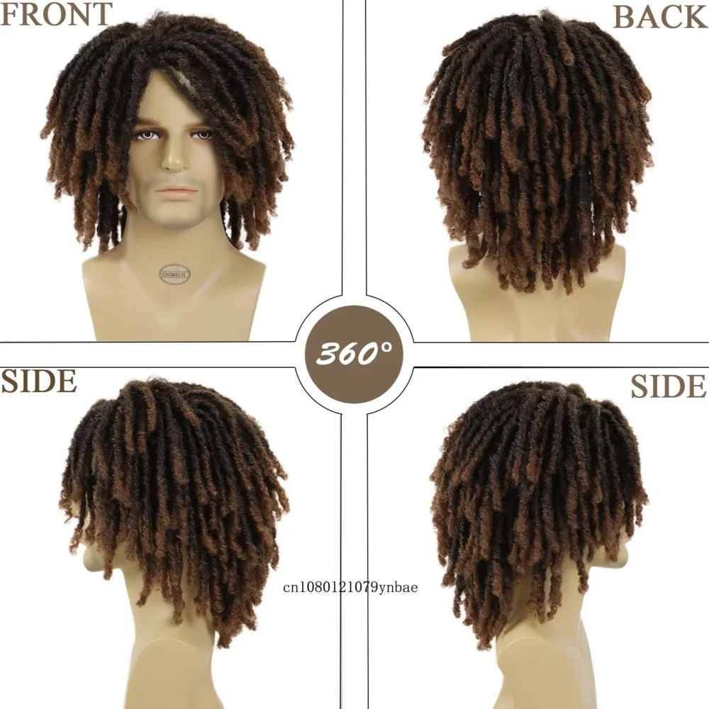 Braided Wig Men Synthetic Hair Halloween Costume Cosplay Daily Wig Curly Afro Hairstyles Disco Carnival Party DreadLock Wigs - Image 3