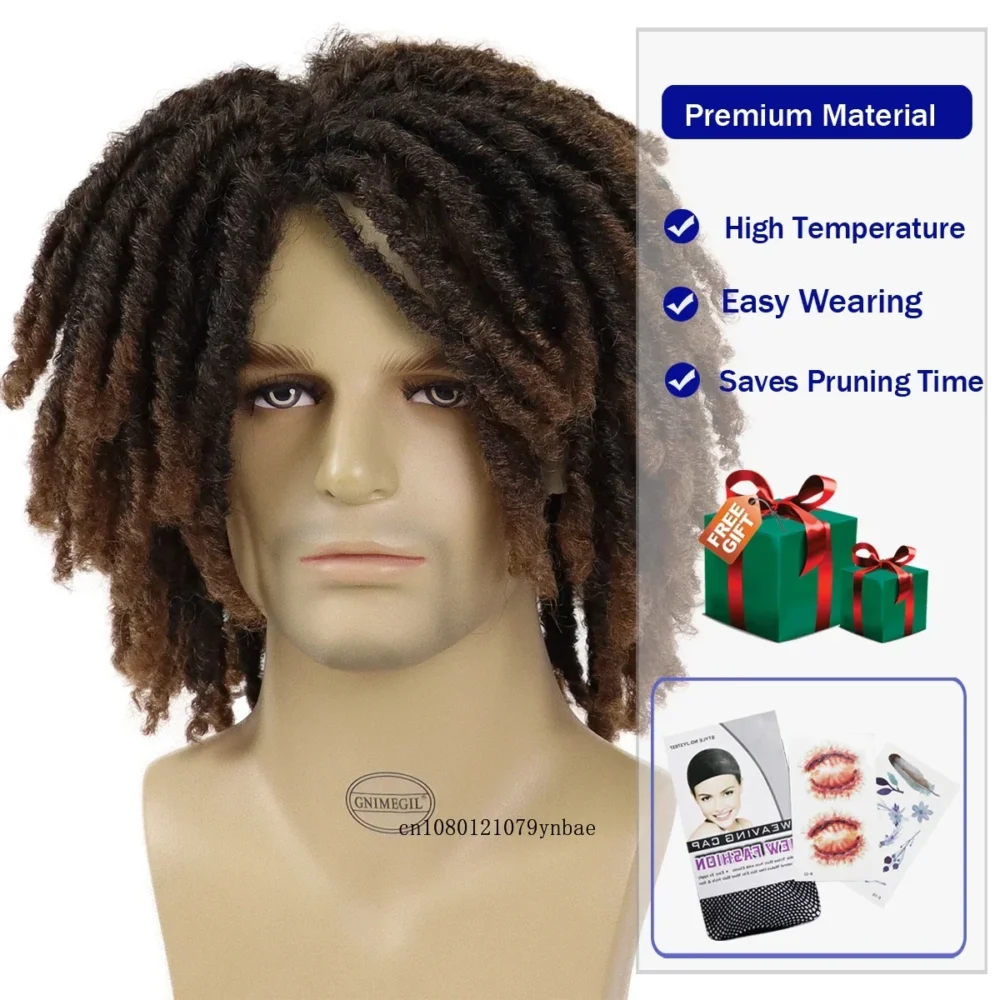 Braided Wig Men Synthetic Hair Halloween Costume Cosplay Daily Wig Curly Afro Hairstyles Disco Carnival Party DreadLock Wigs - Image 5